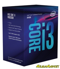 BX80684I38100  INTEL Core i3-8100,s1151, 4 , 3.6GHz, 8GT/s, 6MB , BOXs