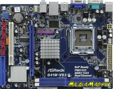 G41M-VS3   ASRock G41M-VS3 iG41+ICH7, LGA 775, FSB 1333, DDR3 1333/1066, Intel GMA X4500, 1xPCI-E 16x v2.0, 2xSATA2, 1xIDE, Lan 100Mb, SB 5.1, mATX