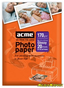 4770070855287  ACME 4770070855287 Photo Paper 170g/m2 A4 20 glossy