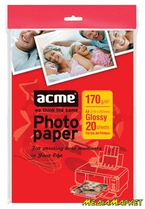 4770070856079  ACME 4770070856079 Photo Paper (Value pack) A4 170 g/m2 20 pack Glossy
