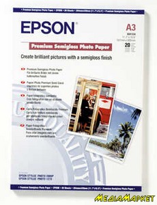 C13S041334  Epson C13S041334 3, 251 /2, Premium Semigloss Photo Paper, 20.