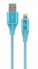 Кабель Cablexpert CC-USB2B-AMLM-1M-VW USB 2.0 А-тато/Lightning, 1 м, преміум, 2.1 А, блакитний