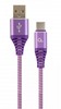 Кабель Cablexpert CC-USB2B-AMCM-1M-PW USB 2.0 A-тато/Type-C тато, преміум, 2.1 А, 1м, фіолетовий