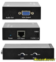 DS-53450  Digitus DS-53450 VGA extender over UTP receiver unit, Black