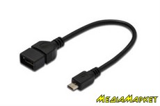 AK-300309-002-S  Digitus AK-300309-002-S USB 2.0 (AF/microB) OTG DIGITUS 0.2, Black/, bulk