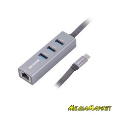 NECH-3P-02  Maxxter NECH-3P-02  Type-C  Gigabit Ethernet, 3 Ports USB 3.0, 1000 Mbps, , -)