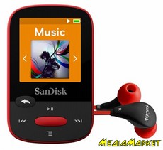 SDMX24-004G-G46R MP3- SanDisk Sansa Clip Sport 4GB Red