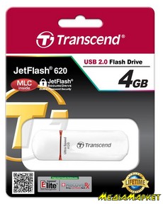 TS4GJF620  -`i Transcend JetFlash 620 NAND Flash 4, USB 2.0, White/Red