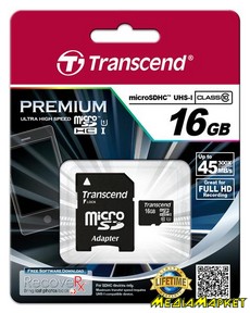 TS16GUSDU1  MicroSDHC Transcend Premium 16GB Class 10 UHS-1