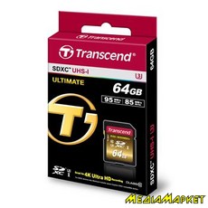 TS64GSDU3X  SDXC Transcend TS64GSDU3X Ultimate SDXC 64GB Class 10 UHS-I U3 R95/W85MB/s