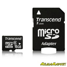 TS16GUSDHC6  MicroSDHC Transcend TS16GUSDHC6 16GB (Class 6) + SD 