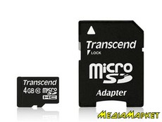 TS4GUSDHC10  MicroSDHC Transcend TS4GUSDHC10 4GB (Class 10) + SD 