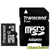 TS4GUSDHC4  MicroSDHC Transcend TS4GUSDHC4 4GB (Class 4) + SD 