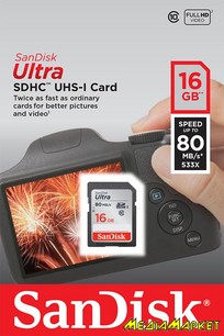 SDSDUNC-016G-GN6IN  SDHC SanDisk Ultra 16GB C10 UHS-I R80MB/s