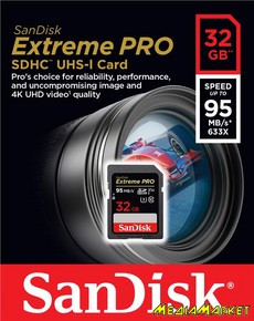 SDSDXXG-032G-GN4IN  SDHC SanDisk Extreme Pro 32GB V30 UHS-I U3 R95/W90MB/s 4K