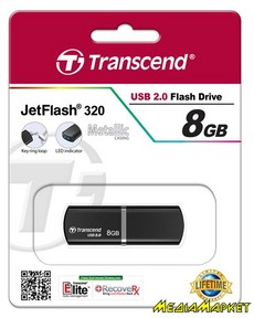 TS8GJF320K  -`i Transcend JetFlash 320 USB 8GB Metal Black