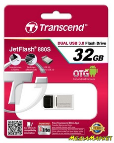TS32GJF880S  -`i Transcend JetFlash 880 32GB USB 3.0 OTG Metal Silver