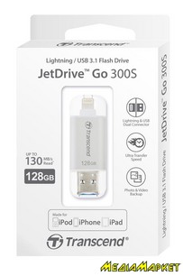 TS128GJDG300S  -`i Transcend Go 300 128GB USB/Lightning Silver