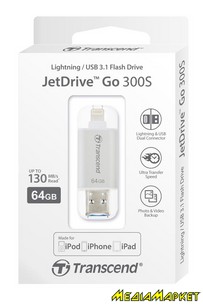 TS64GJDG300S  -`i Transcend Go 300 64GB USB/Lightning Silver