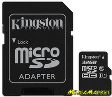 SDCS/32GB  MicroSDHC Kingston SDCS/32GB 32GB C10 UHS-I R80MB/s + SD 