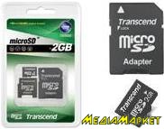 TS2GUSD-2  MicroSD Transcend 2GB with MiniSD Adapter and Full-Size SD Adapter